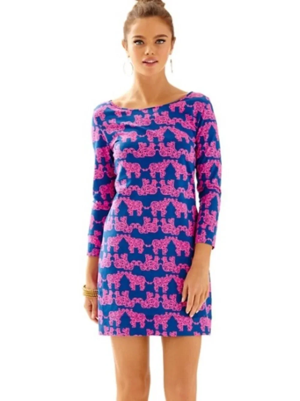 Lilly Pulitzer cotton T-shirt dress Pack Your Trunk elephant print  XS